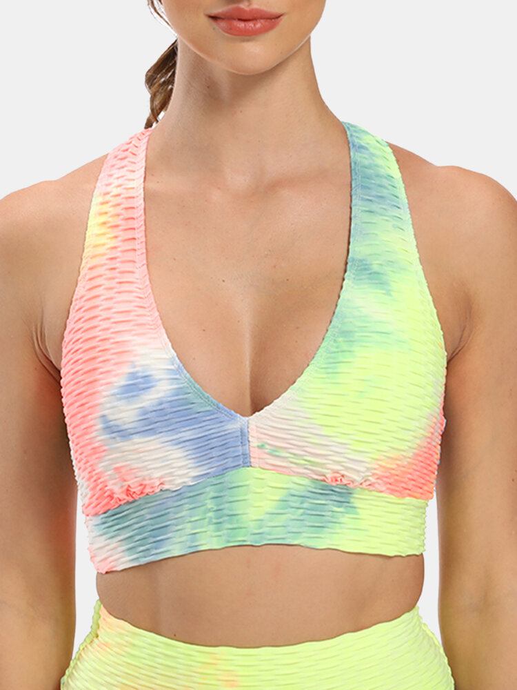 Kvinder Tie-dye Wireless Jacquard Sports Yoga Bh