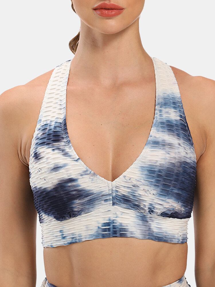 Kvinder Tie-dye Wireless Jacquard Sports Yoga Bh