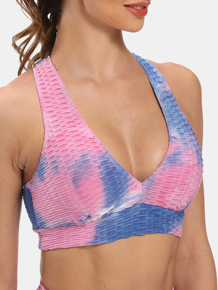 Kvinder Tie-dye Wireless Jacquard Sports Yoga Bh