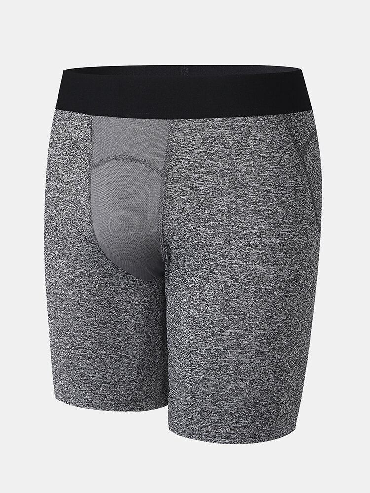 Mænd Ensfarvet Stretch Slim Hurtigtørrende Mesh Skridt Sport Fitness Shorts