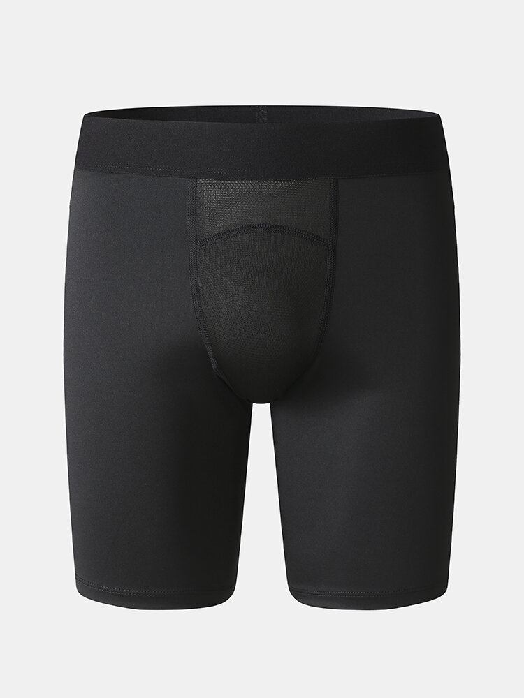 Mænd Ensfarvet Stretch Slim Hurtigtørrende Mesh Skridt Sport Fitness Shorts