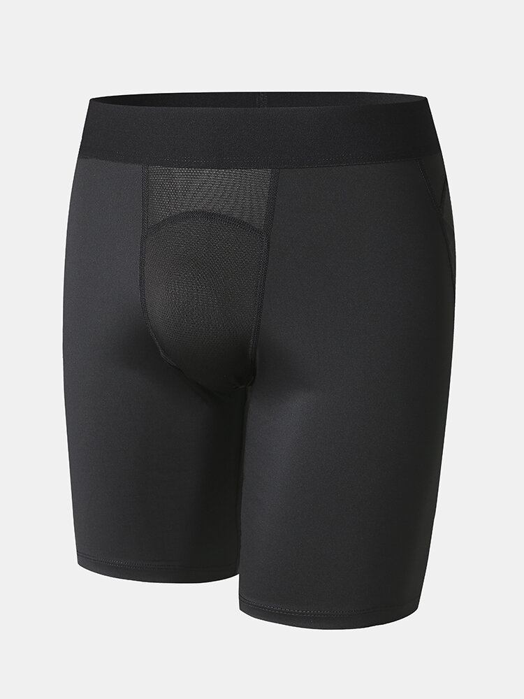 Mænd Ensfarvet Stretch Slim Hurtigtørrende Mesh Skridt Sport Fitness Shorts