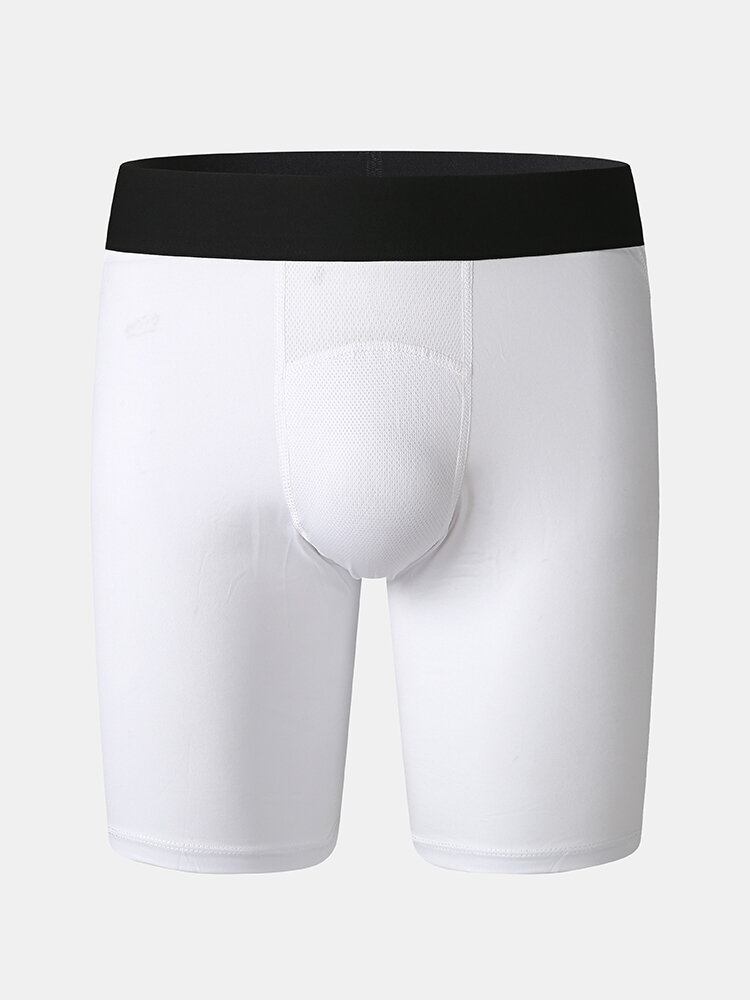 Mænd Ensfarvet Stretch Slim Hurtigtørrende Mesh Skridt Sport Fitness Shorts