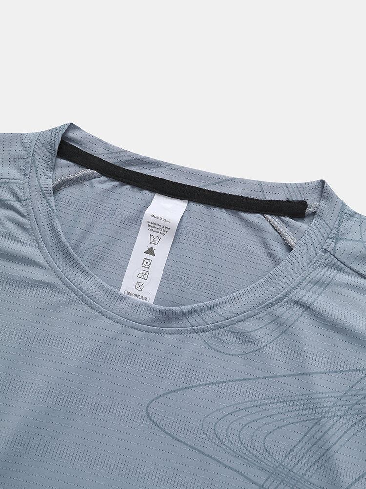 Mænd Ice Silk High Elastic Flow Foret Kortærmet Hurtigtørrende Blød Activewear Top