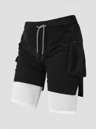 Mænd Leggings Side Split Zip Lomme Snøre Quick Dry Activewear Shorts