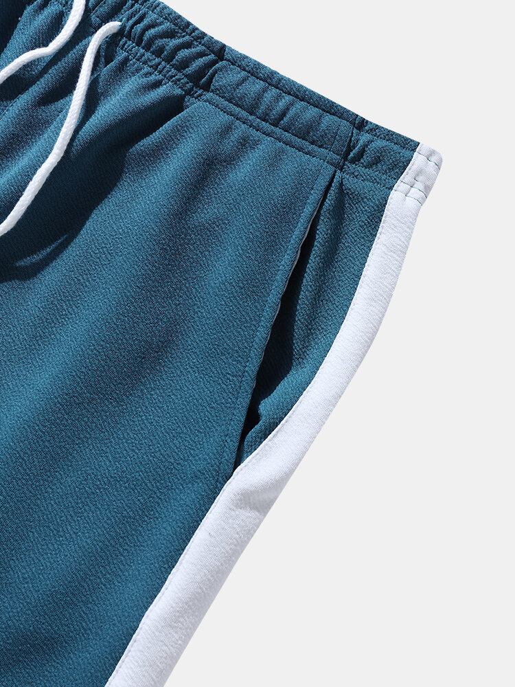 Mænd Patchwork Zip Jakker Sports Activewear Sæt Med Side Stripe Joggers Todelt Jakkesæt