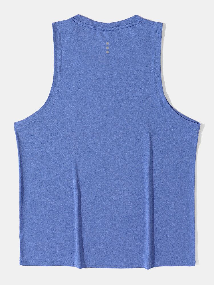 Mænd Reflekterende Bogstaver Ærmeløse Moisture Wicking Sporty Tank Tops