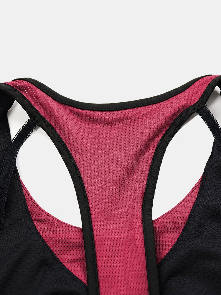 Plus Size Dame Patchwork Trådløs Fitness Yoga Sports Bh'er