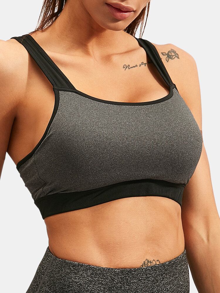 Plus Size Dame Sport Kontrast Farve Quick Dry Workout Fitness Bh