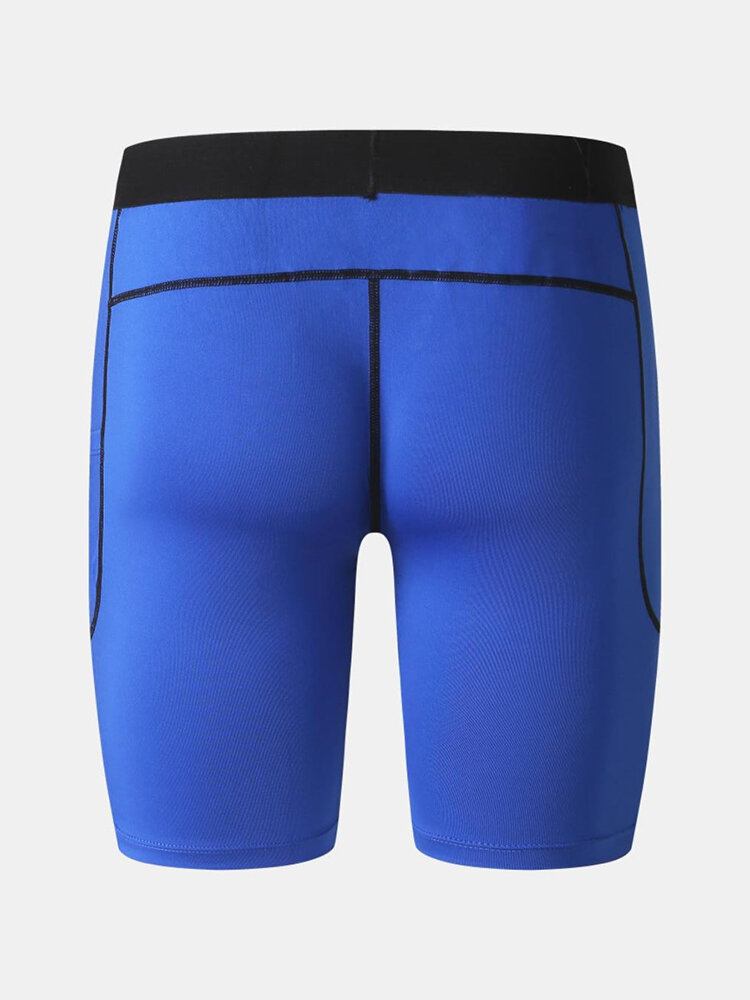 Stretch Slim Sport Quick Dry Pocket Midtalje Åndbar Tynde Fitness Shorts