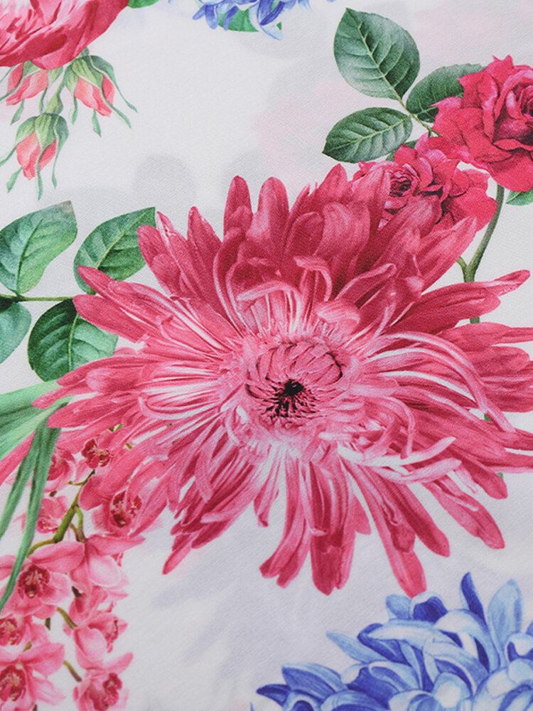 Blomsterprint Med Trekvart Ærmer Sjaljakke Fritid Cardigans