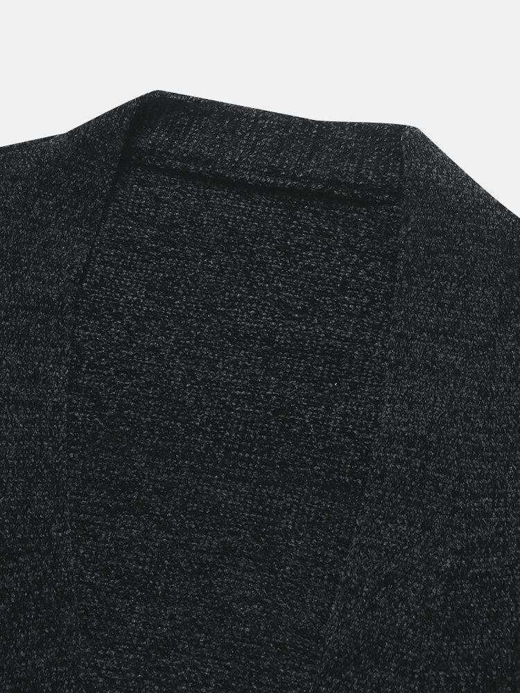 Herre Ensfarvet Åben Front Varm Strikket Sweater Cardigans