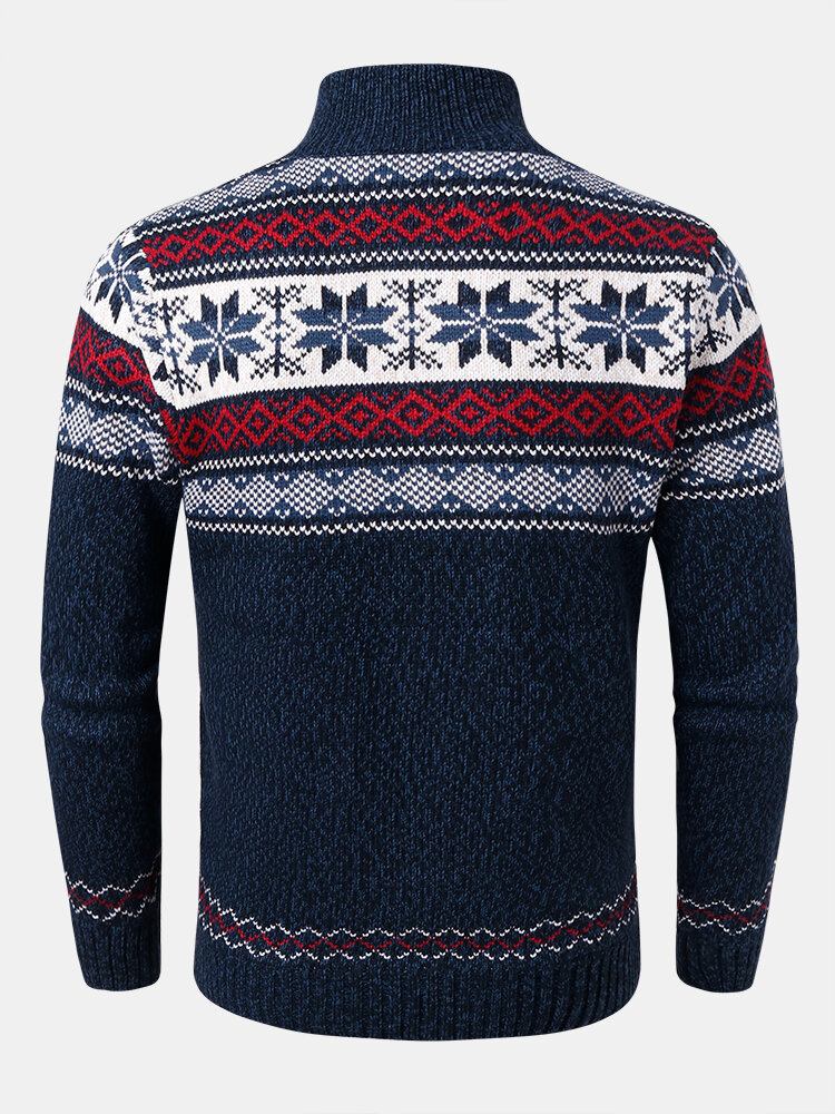 Herre Geometrisk Grafik Strikket Fleeceforet Varm Sweater Cardigans