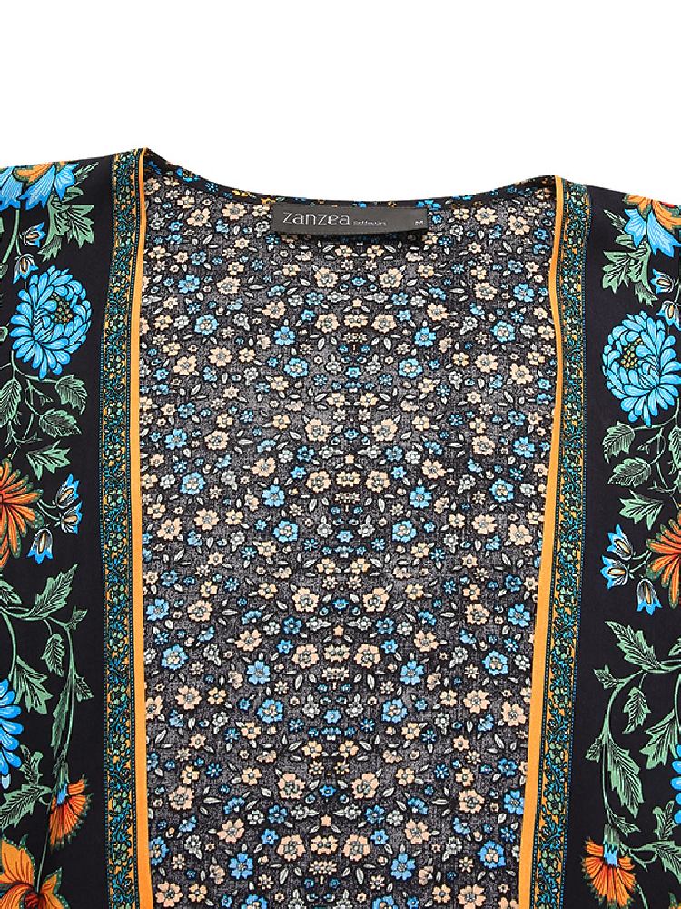 Kvinder Blomsterprint Bohemian Vintage Langærmet Lang Cardigan