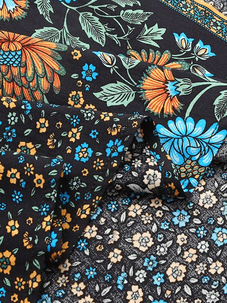 Kvinder Blomsterprint Bohemian Vintage Langærmet Lang Cardigan