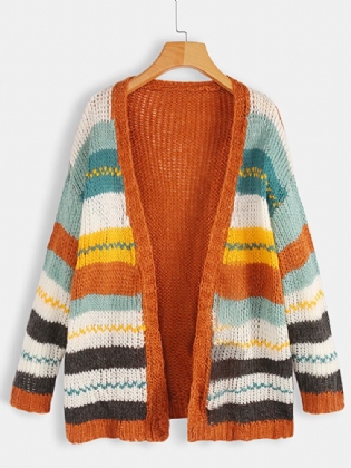 Kvinder Casual Stribet Farveblok Sweater Cardigans