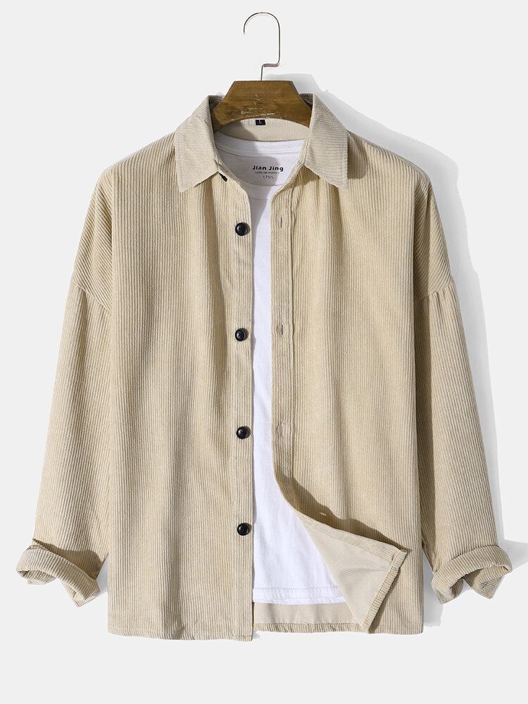 Mænds Corduroy Solid Button Down Front Outwear Cardigan