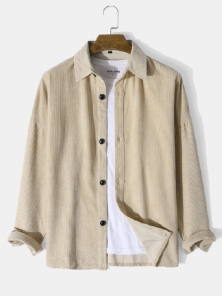 Mænds Corduroy Solid Button Down Front Outwear Cardigan