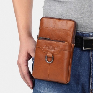 Ægte Læder Koskind Til Mænd Vintage Business 6.5 Tommer Telefontaske Crossbody-taske Taljetaske Sling-taske