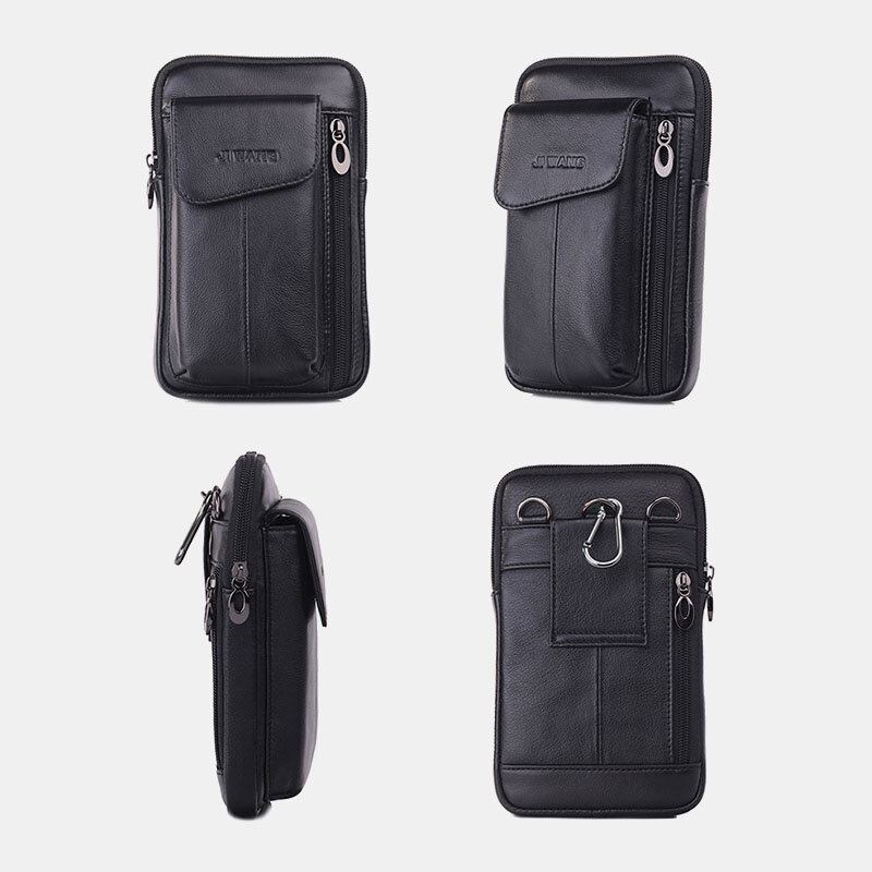 Ægte Læder Til Mænd 6.5 Tommer Telefontaske Taljetaske Bæltetaske Crossbody-taske