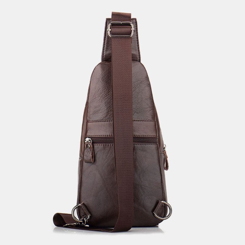 Ægte Læder Til Mænd Med Flere Lommer Med Stor Kapacitet Vintage Førstelags Okselæder Crossbody-tasker Skuldertaske Brysttaske