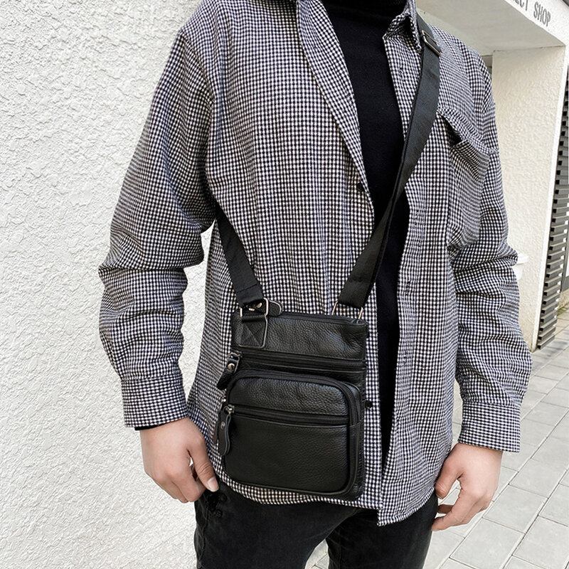 Ægte Læder Til Mænd Med Stor Kapacitet Vandtæt Slidstærk Crossbody Taske