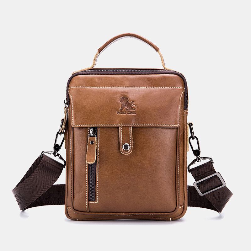 Ægte Læder Til Mænd Retro Business Small Kohud Læder Skuldertaske Crossbody Taske