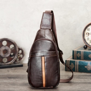 Ægte Læder Til Mænd Vintage Holdbar Daily Crossbody Taske Business Justerbare Stropper Sling Bag