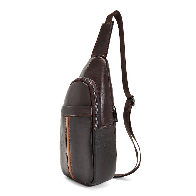 Ægte Læder Til Mænd Vintage Holdbar Daily Crossbody Taske Business Justerbare Stropper Sling Bag