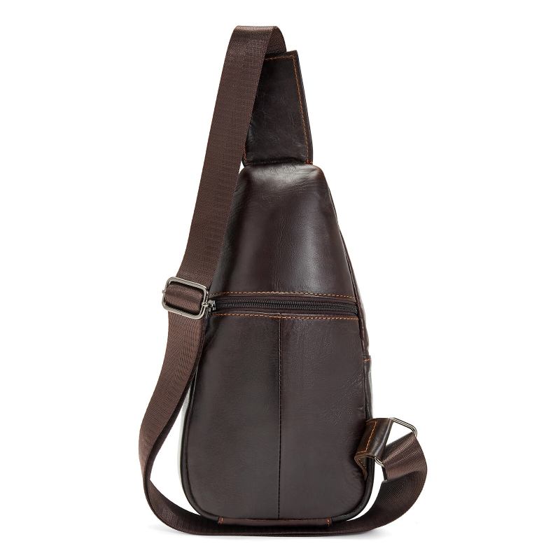 Ægte Læder Til Mænd Vintage Holdbar Daily Crossbody Taske Business Justerbare Stropper Sling Bag