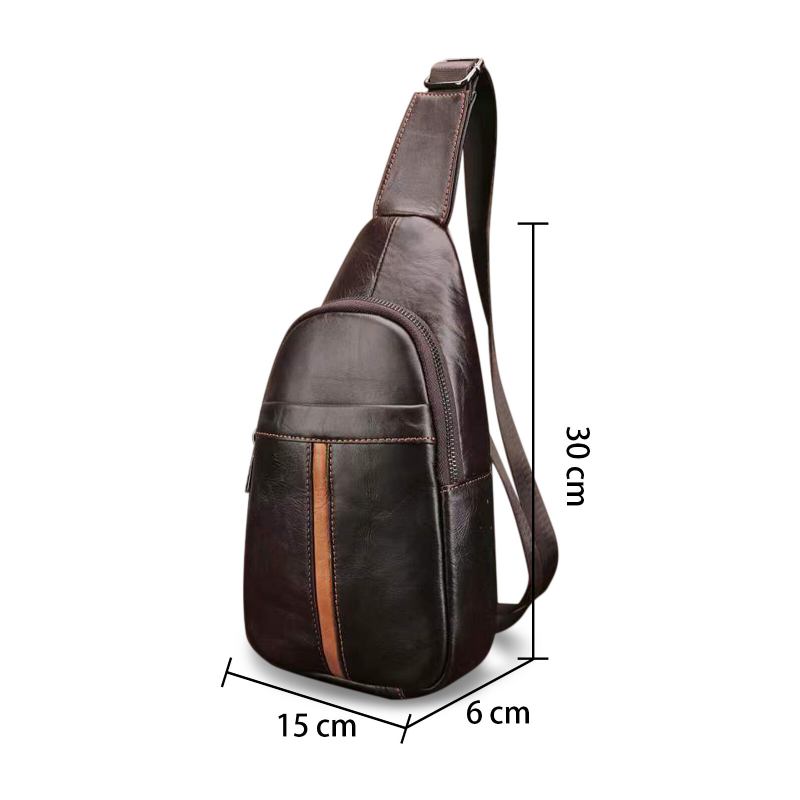 Ægte Læder Til Mænd Vintage Holdbar Daily Crossbody Taske Business Justerbare Stropper Sling Bag