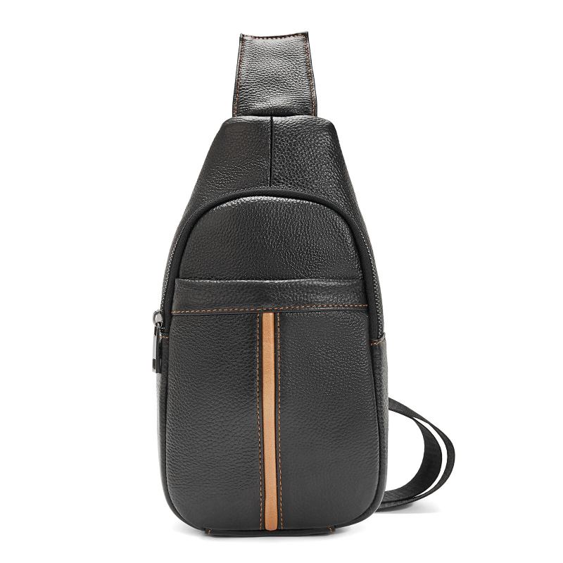 Ægte Læder Til Mænd Vintage Holdbar Daily Crossbody Taske Business Justerbare Stropper Sling Bag