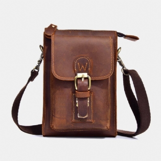 Ægte Læder Til Mænd Vintage Multifunktionel Crossbody Taske Holdbar Bælteløkke Talje Daglig Bæltetaske