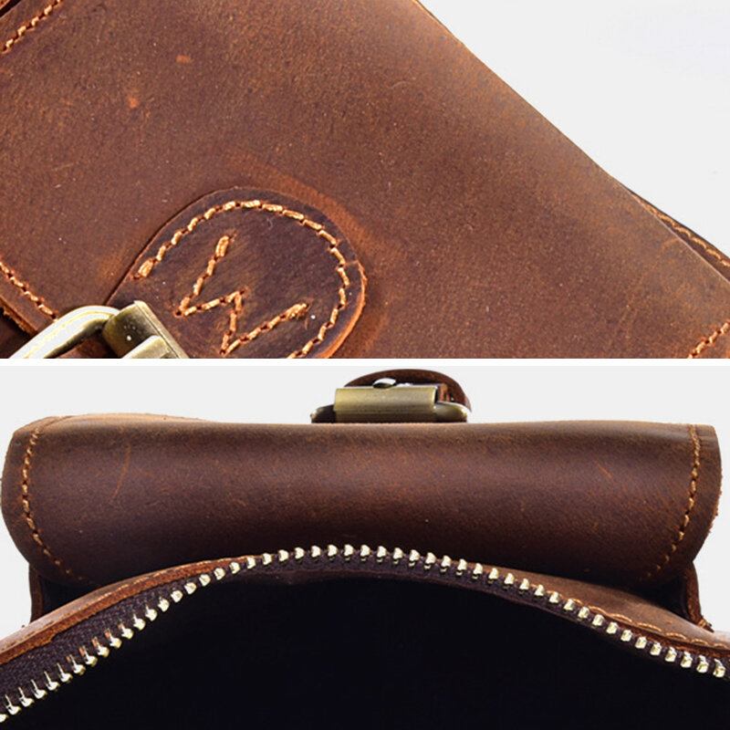 Ægte Læder Til Mænd Vintage Multifunktionel Crossbody Taske Holdbar Bælteløkke Talje Daglig Bæltetaske