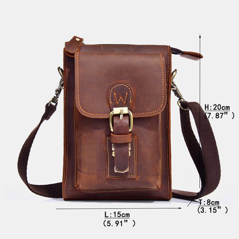 Ægte Læder Til Mænd Vintage Multifunktionel Crossbody Taske Holdbar Bælteløkke Talje Daglig Bæltetaske