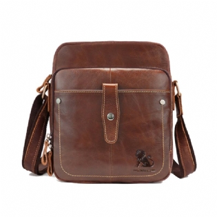 Ægte Læder Til Mænd Vintage Stor Kapacitet Holdbar Crossbody-taske Indvendigt Rum Casual Business-taske