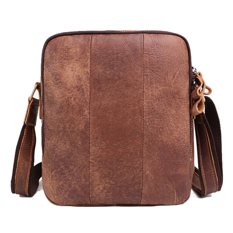 Ægte Læder Til Mænd Vintage Stor Kapacitet Holdbar Crossbody-taske Indvendigt Rum Casual Business-taske