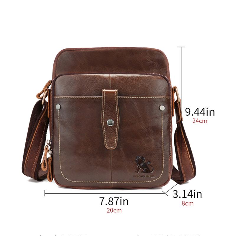 Ægte Læder Til Mænd Vintage Stor Kapacitet Holdbar Crossbody-taske Indvendigt Rum Casual Business-taske