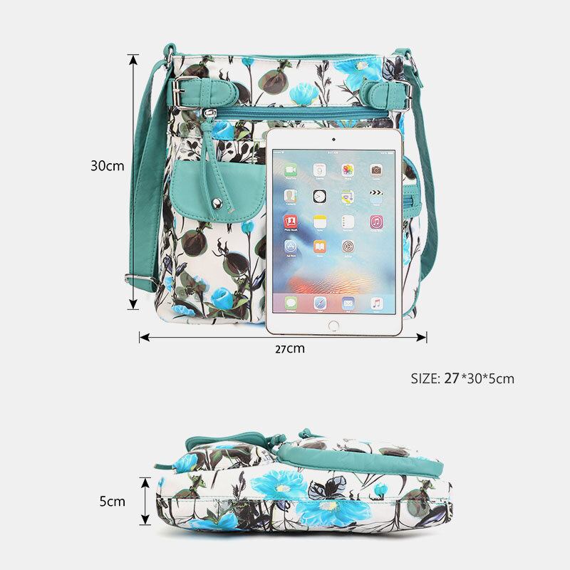 Angel Kiss Kvinder Pu Læder Multicolor Print Vandtæt Multi-pocket Anti-tyveri Crossbody Taske Skuldertaske