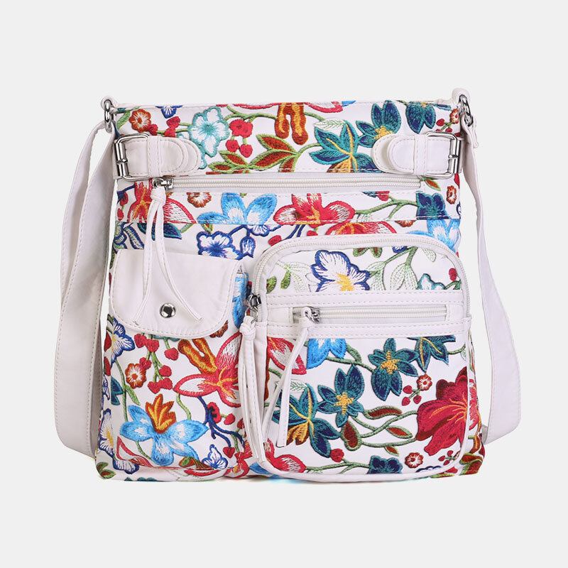 Angel Kiss Kvinder Pu Læder Multicolor Print Vandtæt Multi-pocket Anti-tyveri Crossbody Taske Skuldertaske