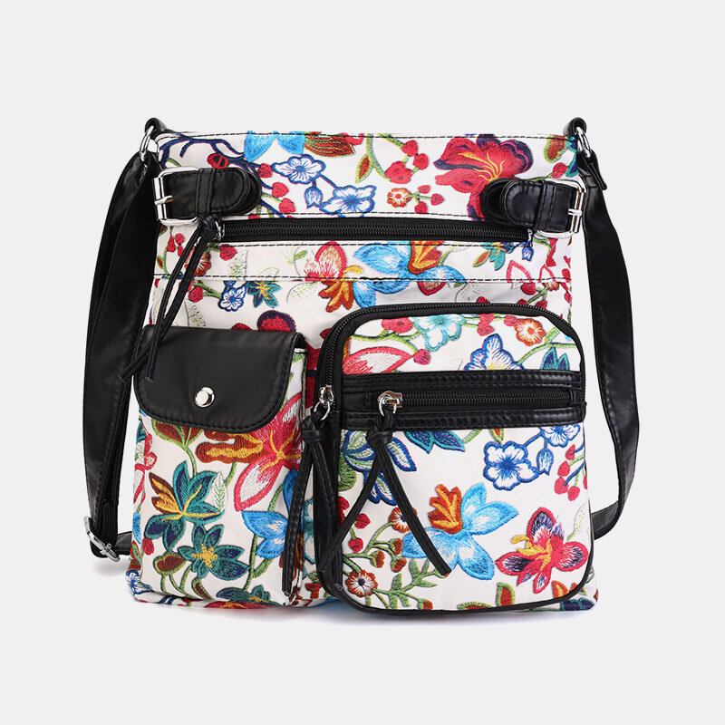 Angel Kiss Kvinder Pu Læder Multicolor Print Vandtæt Multi-pocket Anti-tyveri Crossbody Taske Skuldertaske