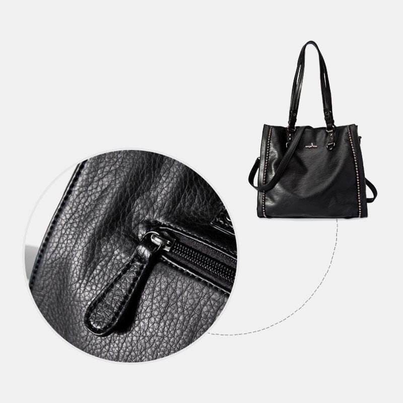 Angel Kiss Kvinder Pu Læder Vintage Stor Kapacitet 13.3 Tommer Bærbar Taske Multi-bære Crossbody Taske Skuldertaske Tote