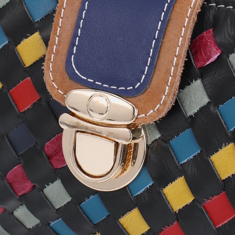 Dame Ægte Læder Patchwork Telefontaske Crossbody Taske Skuldertaske