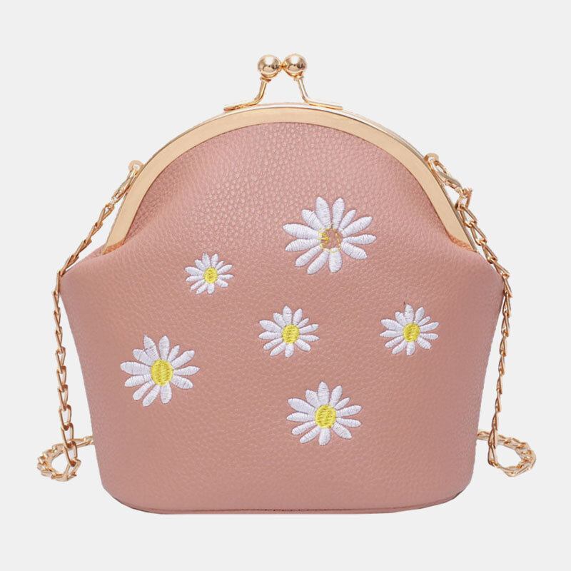 Dame Daisy Broderi Chains Hasp Crossbody Taske Skuldertaske