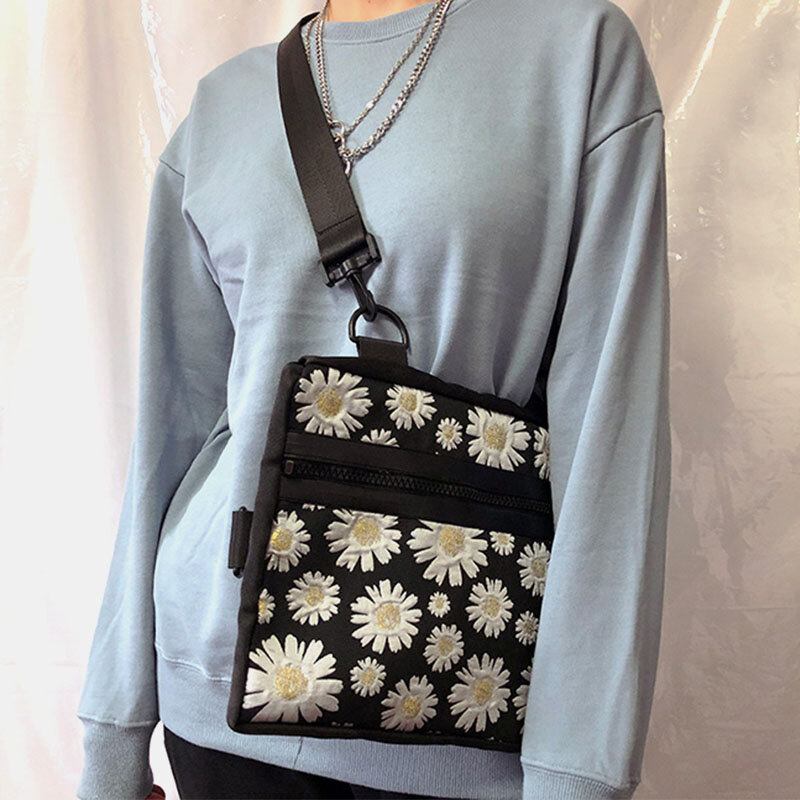 Dame Daisy Casual Flower Nylon Crossbody Taske Skuldertaske