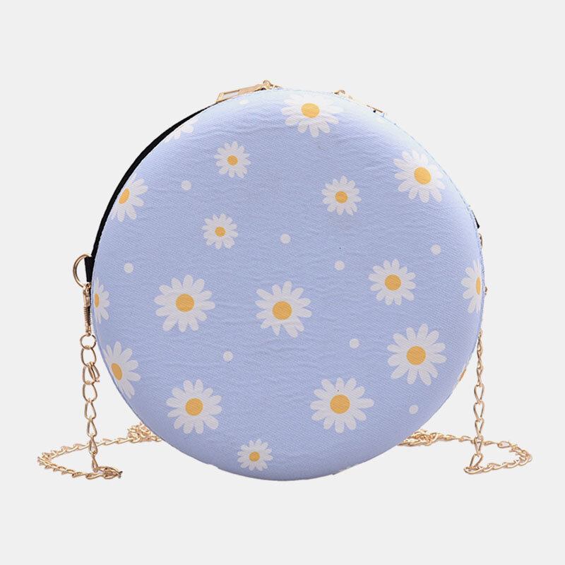 Dame Dotted Daisy Printed Chain Skuldertaske