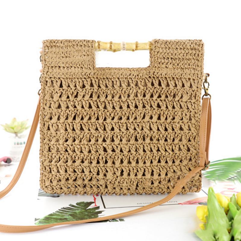 Dame Halm Elegant Holiday Crossbody Taske Convertible Strap Casual Beach Sweet Håndtaske