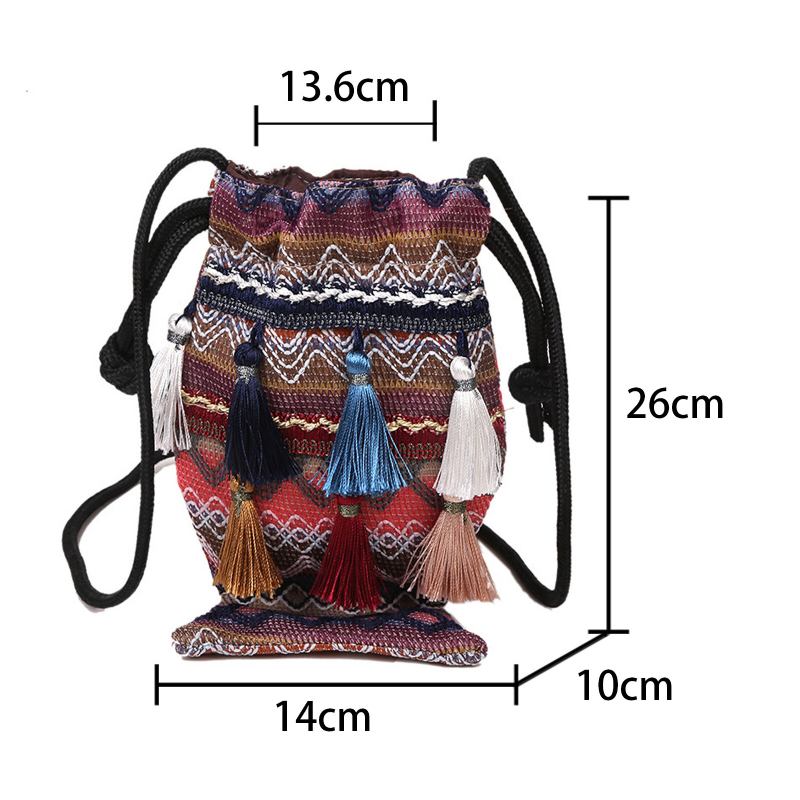 Damer Straw Bohemian Stilfuld Fish Tassel Design Crossbody-taske Mode Vintage Skuldertaske Med Snoretræk