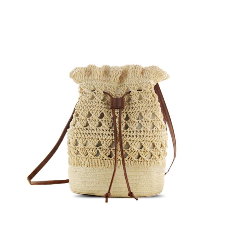 Damer Strawn Bohemian Stilfuld Letvægts Crossbody-taske Beach Bucket Bag