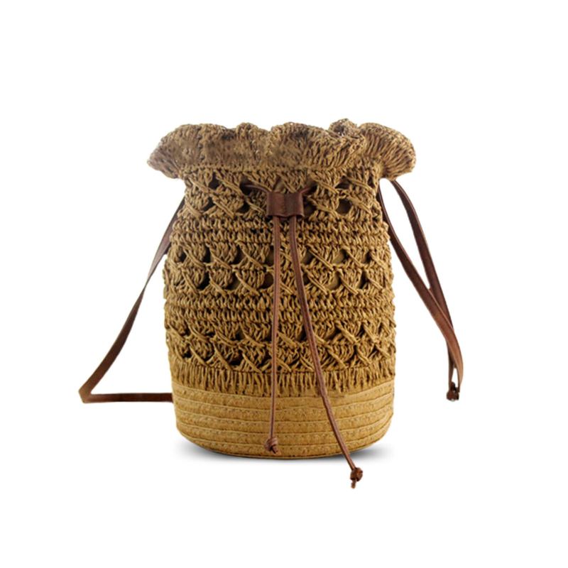 Damer Strawn Bohemian Stilfuld Letvægts Crossbody-taske Beach Bucket Bag